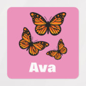 （昆虫）オオカバマダラ、モナークバタフライデザイン – スモールスクエアウェアL ラベル (デザイン1)