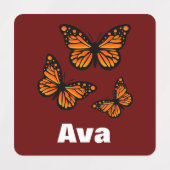 （昆虫）オオカバマダラ、モナークバタフライデザイン – スモールスクエアウェアL ラベル (デザイン1)