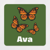 （昆虫）オオカバマダラ、モナークバタフライデザイン – スモールスクエアウェアL ラベル (デザイン2)