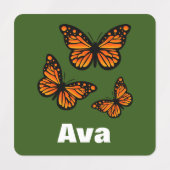 （昆虫）オオカバマダラ、モナークバタフライデザイン – スモールスクエアウェアL ラベル (デザイン1)