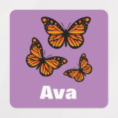 (昆虫)オオカバマダラ、モナークバタフライデザイン – スモールスクエアウェアL ラベル (デザイン2)