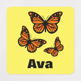 （昆虫）オオカバマダラ、モナークバタフライデザイン – スモールスクエアウェアL ラベル