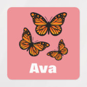 (昆虫)オオカバマダラ、モナークバタフライデザイン – スモールスクエアウェアL ラベル (デザイン2)