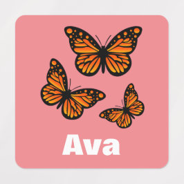 （昆虫）オオカバマダラ、モナークバタフライデザイン – スモールスクエアウェアL ラベル