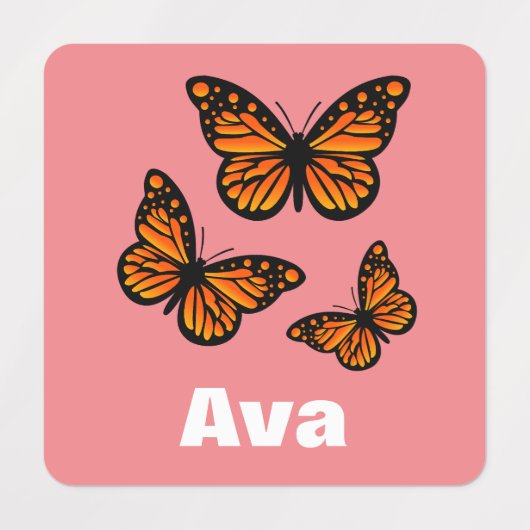 (昆虫)オオカバマダラ、モナークバタフライデザイン – スモールスクエアウェアL ラベル (デザイン1)