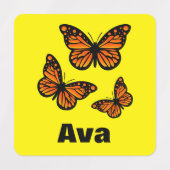 （昆虫）オオカバマダラ、モナークバタフライデザイン – スモールスクエアウェアL ラベル (デザイン1)