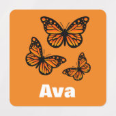 (昆虫)オオカバマダラ、モナークバタフライデザイン – スモールスクエアウェアL ラベル (デザイン1)