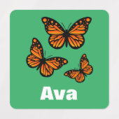 (昆虫)オオカバマダラ、モナークバタフライデザイン – スモールスクエアウェアL ラベル (デザイン1)