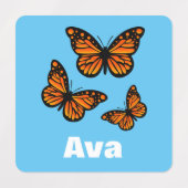 （昆虫）オオカバマダラ、モナークバタフライデザイン – スモールスクエアウェアL ラベル (デザイン1)