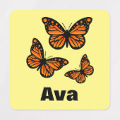 （昆虫）オオカバマダラ、モナークバタフライデザイン – スモールスクエアウェアL ラベル (デザイン2)