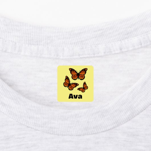 （昆虫）オオカバマダラ、モナークバタフライデザイン – スモールスクエアウェアL ラベル (貼付)