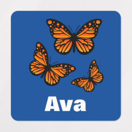 （昆虫）オオカバマダラ、モナークバタフライデザイン – スモールスクエアウェアL ラベル