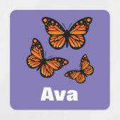 （昆虫）オオカバマダラ、モナークバタフライデザイン – スモールスクエアウェアL ラベル (デザイン1)