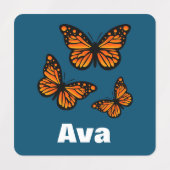 （昆虫）オオカバマダラ、モナークバタフライデザイン – スモールスクエアウェアL ラベル (デザイン2)