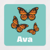 （昆虫）オオカバマダラ、モナークバタフライデザイン – スモールスクエアウェアL ラベル (デザイン1)