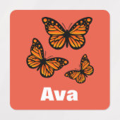 (昆虫)オオカバマダラ、モナークバタフライデザイン – スモールスクエアウェアL ラベル (デザイン2)