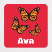 （昆虫）オオカバマダラ、モナークバタフライデザイン – スモールスクエアウェアL ラベル (デザイン1)