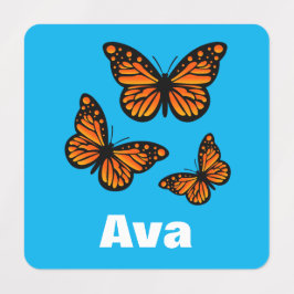 （昆虫）オオカバマダラ、モナークバタフライデザイン – スモールスクエアウェアL ラベル