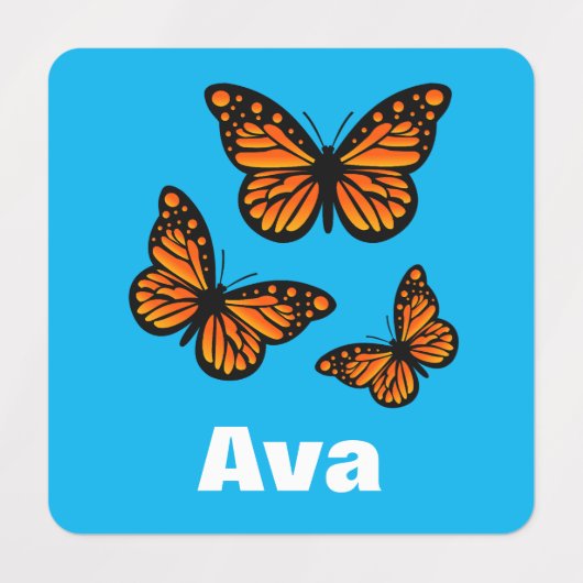 （昆虫）オオカバマダラ、モナークバタフライデザイン – スモールスクエアウェアL ラベル (デザイン2)