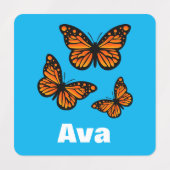 （昆虫）オオカバマダラ、モナークバタフライデザイン – スモールスクエアウェアL ラベル (デザイン1)