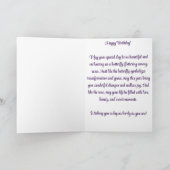 (昆虫)オオカバマダラ、モナークバタフライパープルバラサンセット誕生日 カード (内部)