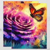 （昆虫）オオカバマダラ、モナークバタフライパープルバラスクラップブック紙 (正面/裏面)