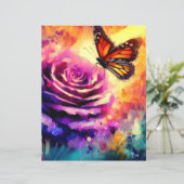 （昆虫）オオカバマダラ、モナークバタフライパープルバラスクラップブック紙 (スタンド正面)