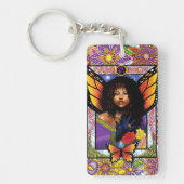 (昆虫)オオカバマダラ、モナークバタフライフェアリーパープルフローラ キーホルダー (正面)