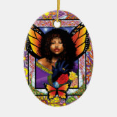(昆虫)オオカバマダラ、モナークバタフライフェアリーパープルフローラ セラミックオーナメント (正面)