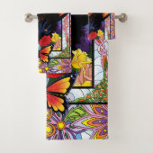 （昆虫）オオカバマダラ、モナークバタフライフェアリーパープルフローラ バスタオルセット (インサイチュ)