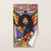 （昆虫）オオカバマダラ、モナークバタフライフェアリーパープルフローラ バスタオルセット (ハンドタオル)