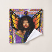 （昆虫）オオカバマダラ、モナークバタフライフェアリーパープルフローラ バスタオルセット (ウォッシュタオル)