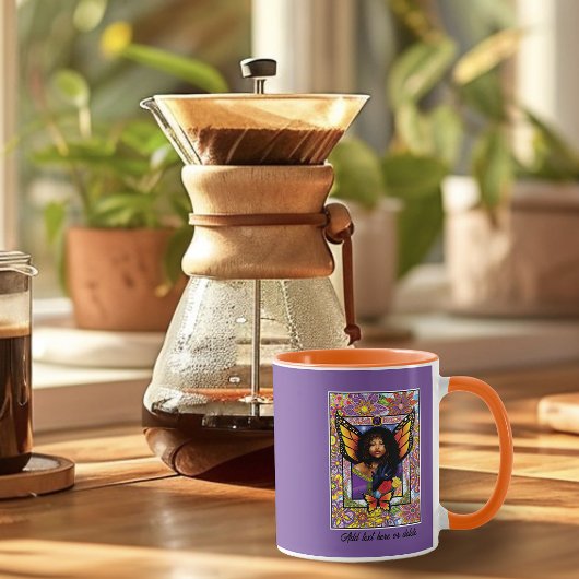 (昆虫)オオカバマダラ、モナークバタフライフェアリーパープルフローラ マグカップ