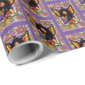 (昆虫)オオカバマダラ、モナークバタフライフェアリーパープルフローラ ラッピングペーパー (ロールコーナー)