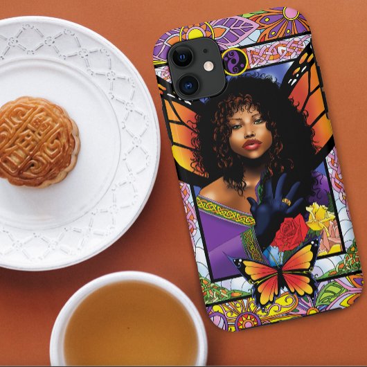 （昆虫）オオカバマダラ、モナークバタフライフェアリーパープルフローラ Case-Mate iPhoneケース