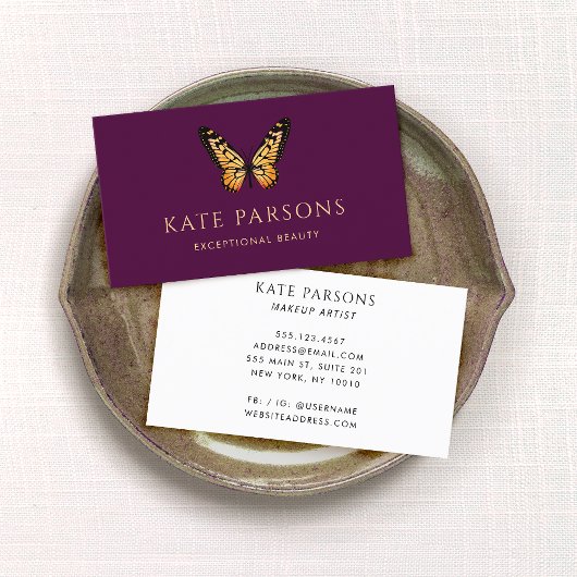 （昆虫）オオカバマダラ、モナークバタフライブルゴーニュ 名刺