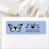 (昆虫)オオカバマダラ、モナークバタフライブルー差出人住所 ラベル (インサイチュ)