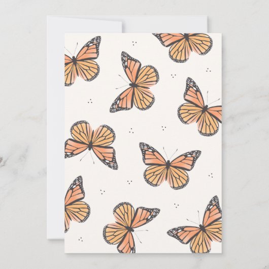 （昆虫）オオカバマダラ、モナークバタフライベビーシャワー招待状 招待状 (裏面)