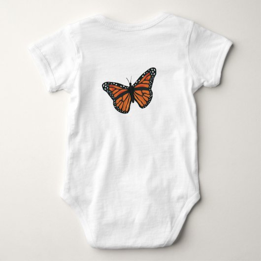 （昆虫）オオカバマダラ、モナークバタフライベビージャージーボディスーツ ベビーボディスーツ (裏面)