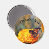 (昆虫)オオカバマダラ、モナークバタフライマリゴールド写真ありがとう マグネット (正面/裏面)