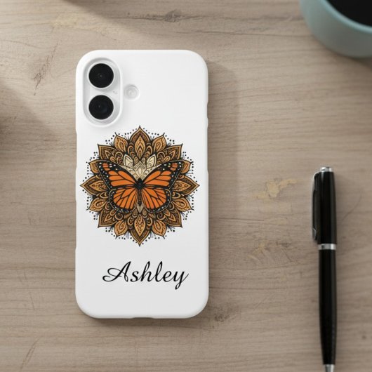 （昆虫）オオカバマダラ、モナークバタフライマンダラフォンケース Case-Mate iPhoneケース