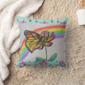 (昆虫)オオカバマダラ、モナークバタフライレインボー絵を描ズアクアクアククッション クッション (ブランケット)