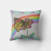 (昆虫)オオカバマダラ、モナークバタフライレインボー絵を描ズアクアクアククッション クッション (裏面)