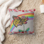 （昆虫）オオカバマダラ、モナークバタフライレインボー絵画ズポピークッション クッション (ブランケット)