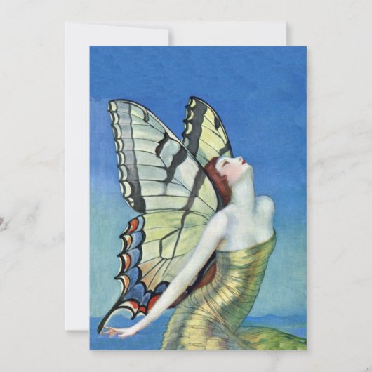 （昆虫）オオカバマダラ、モナークバタフライレッドヘアヴィンテージ妖精誕生日 招待状 (正面)