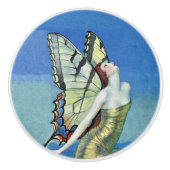 （昆虫）オオカバマダラ、モナークバタフライレッドヘアヴィンテージ妖精 セラミックノブ (正面)