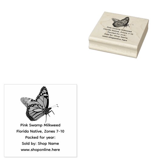 （昆虫）オオカバマダラ、モナークバタフライ先住民ミルクウィード種子 ラバースタンプ (押印)