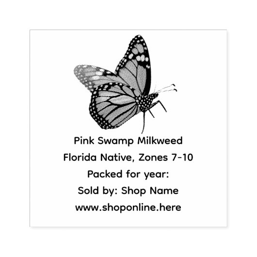 （昆虫）オオカバマダラ、モナークバタフライ先住民ミルクウィード種子 ラバースタンプ (インプリント)