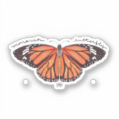 （昆虫）オオカバマダラ、モナークバタフライ図解入りの、写真付きのシール シール (正面)