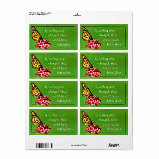 (昆虫)オオカバマダラ、モナークバタフライ引用文自然撮影 ラベル (フルシート)